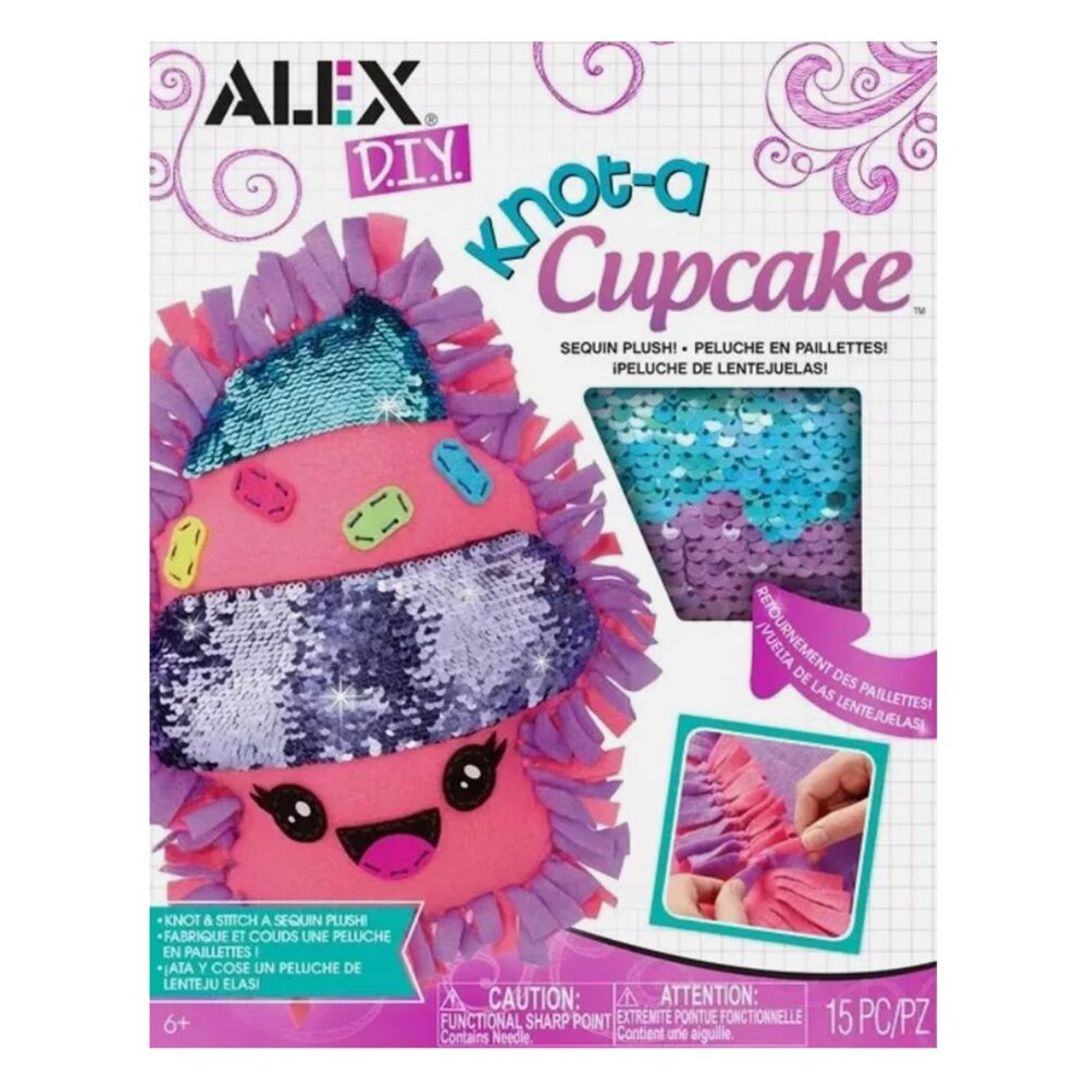 Alex Toys DIY Knot-A-Cupcake Sequin Plush Toy  NEW